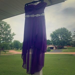 Purple strapless dress